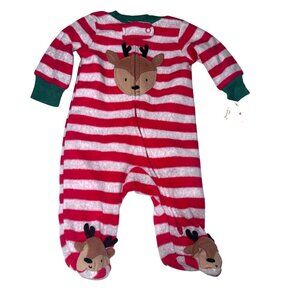 Just One You By Carters Newborn Christmas Striped Footed Pajamas With Reindeer